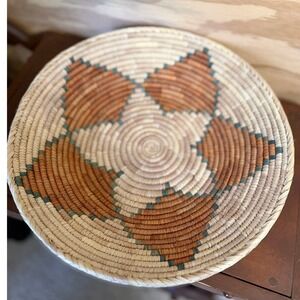 Vintage Hand Coiled‎ Southwestern Basket Tray Native American Style Geometric